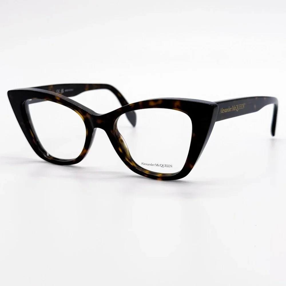 NEW ALEXANDER MCQUEEN EYEGLASSES AM0305O 002 CAT EYE HAVANA WOMEN EYEWEAR